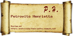 Petrovits Henrietta névjegykártya