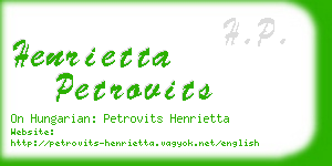 henrietta petrovits business card